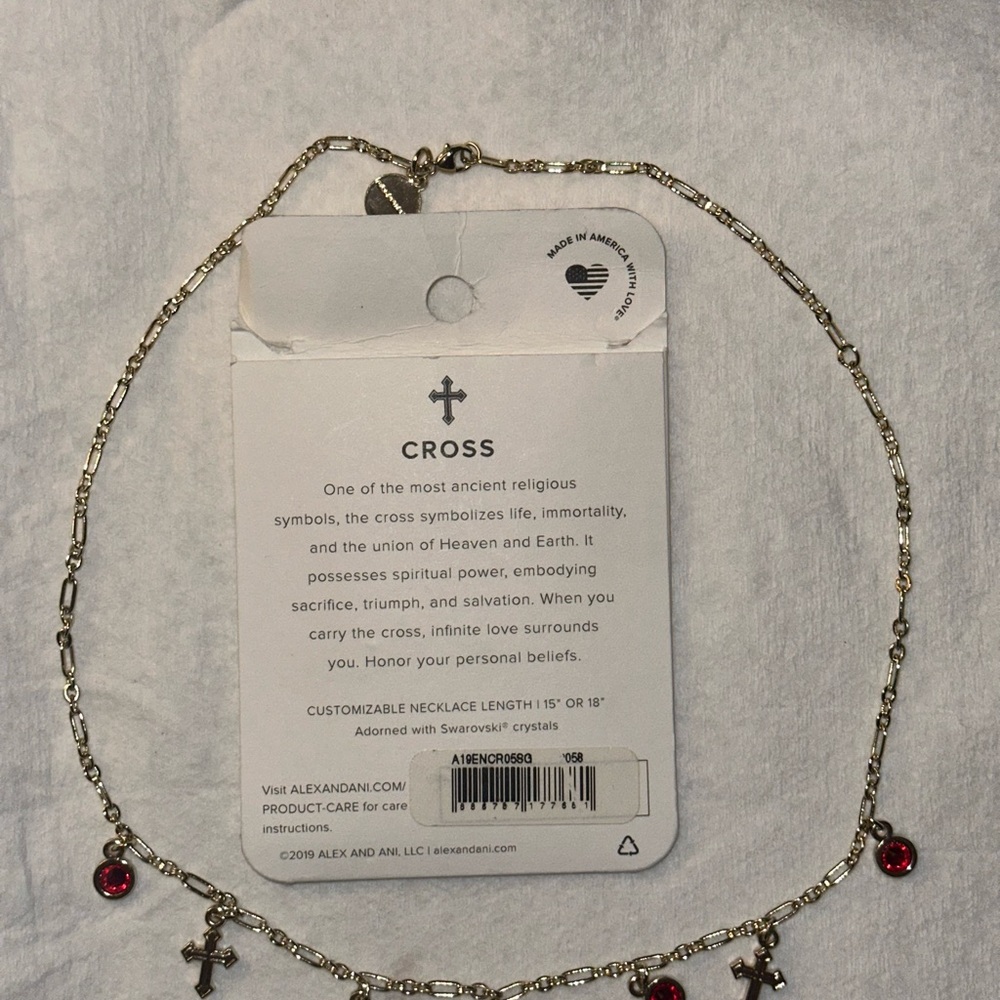 Alex and Ani Gold Cross Necklace with Swarovski crystals